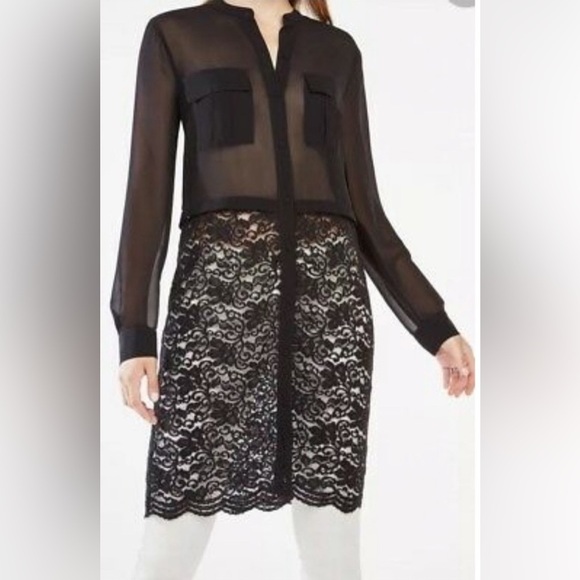 Bcbg TAELUR Black tunic Lace Sheer SZ XS - Picture 1 of 10